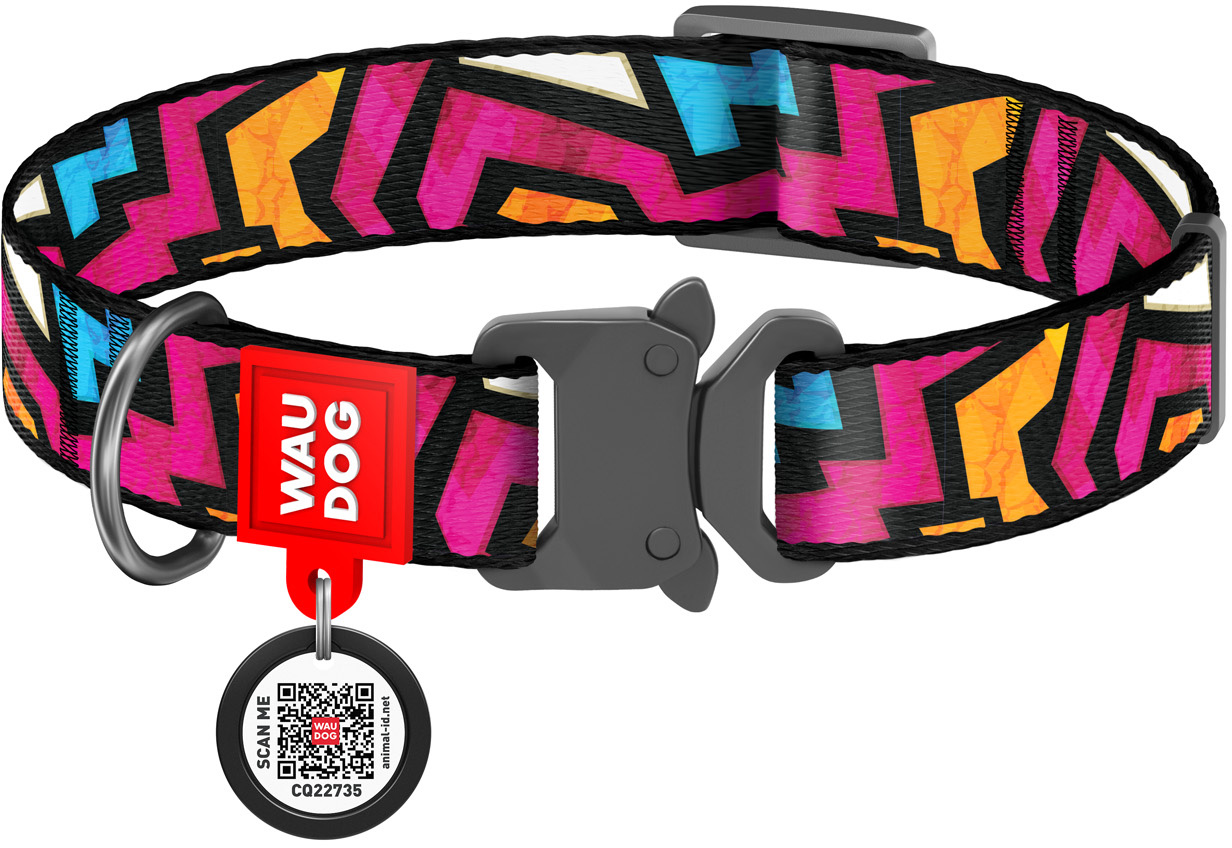 

Ошейник для собак нейлоновый Collar WAUDOG Nylon c QR паспортом, рисунок "Граффити", металлическая пряжка-фастекс, S, Ш 15 мм, Дл 23-35 см (5114)