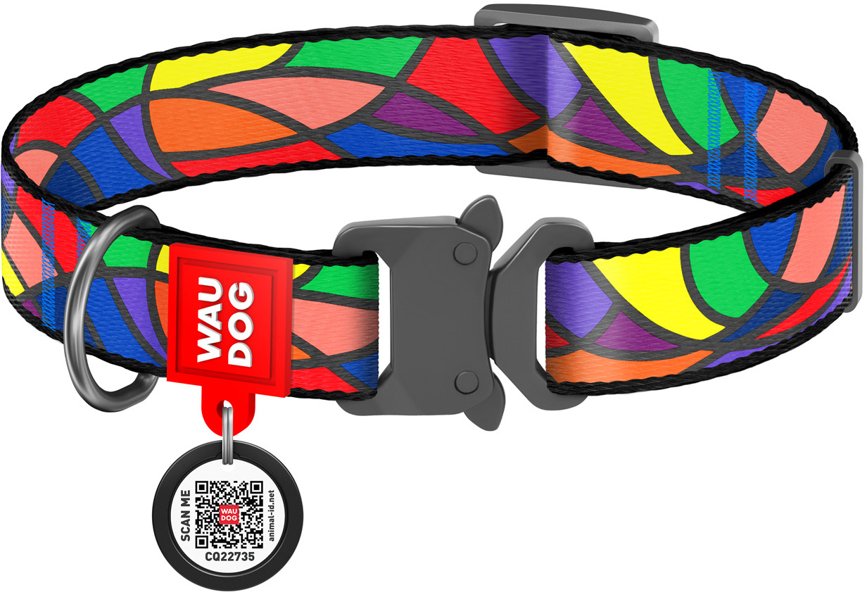 

Ошейник для собак нейлоновый Collar WAUDOG Nylon c QR паспортом, рисунок "Витраж", металлическая пряжка-фастекс, L, Ш 25 мм, Дл 31-49 см (5176)