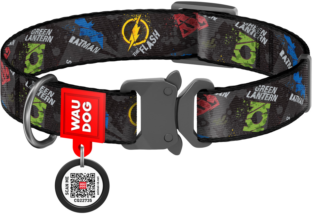 

Ошейник для собак нейлоновый Collar WAUDOG Nylon c QR паспортом, рисунок "Лига справедливости", металлическая пряжка-фастекс, M, Ш 20 мм, Дл 24-40 см (0020-2004)