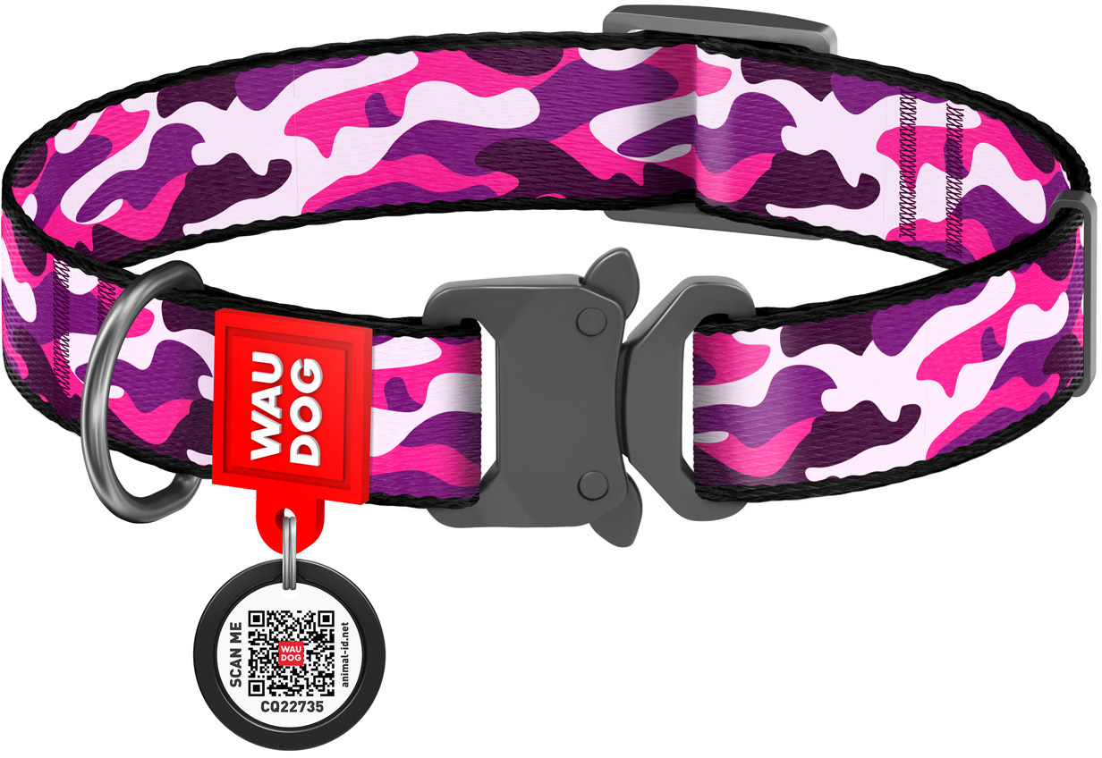 

Ошейник для собак нейлоновый Collar WAUDOG Nylon c QR паспортом, рисунок "Розовый камо", металлическая пряжка-фастекс, L, Ш 25 мм, Дл 31-49 см (5098)