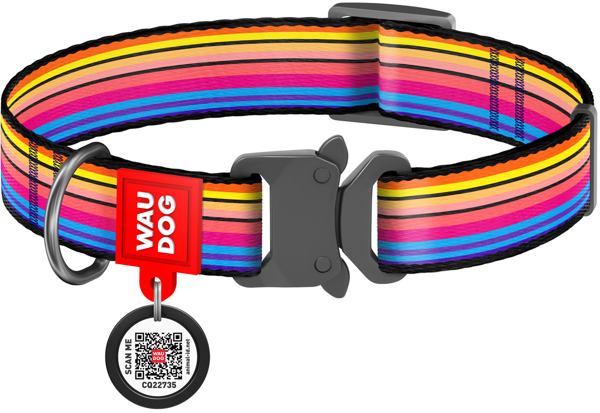 

Ошейник для собак нейлоновый Collar WAUDOG Nylon c QR паспортом, рисунок "Линия 1", металлическая пряжка-фастекс, XL, Ш 25 мм, Дл 35-58 см (5157)