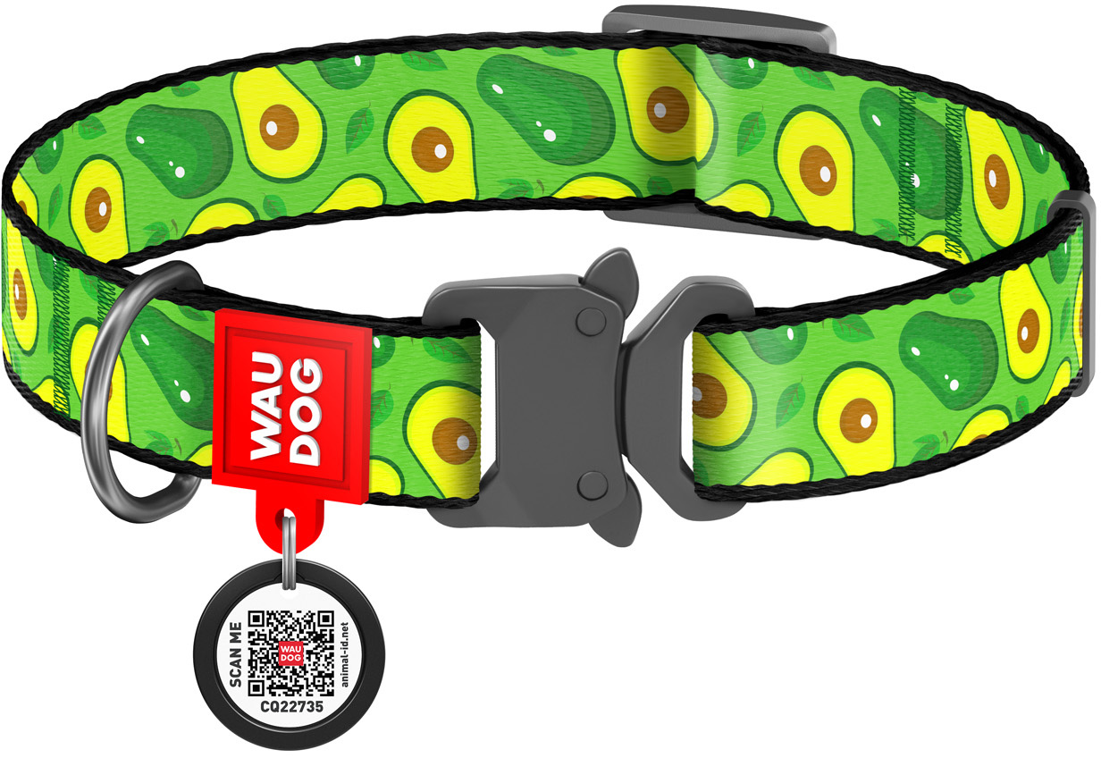 

Ошейник для собак нейлоновый Collar WAUDOG Nylon c QR паспортом, рисунок "Авокадо", металлическая пряжка-фастекс, L, Ш 25 мм, Дл 31-49 см (5143)