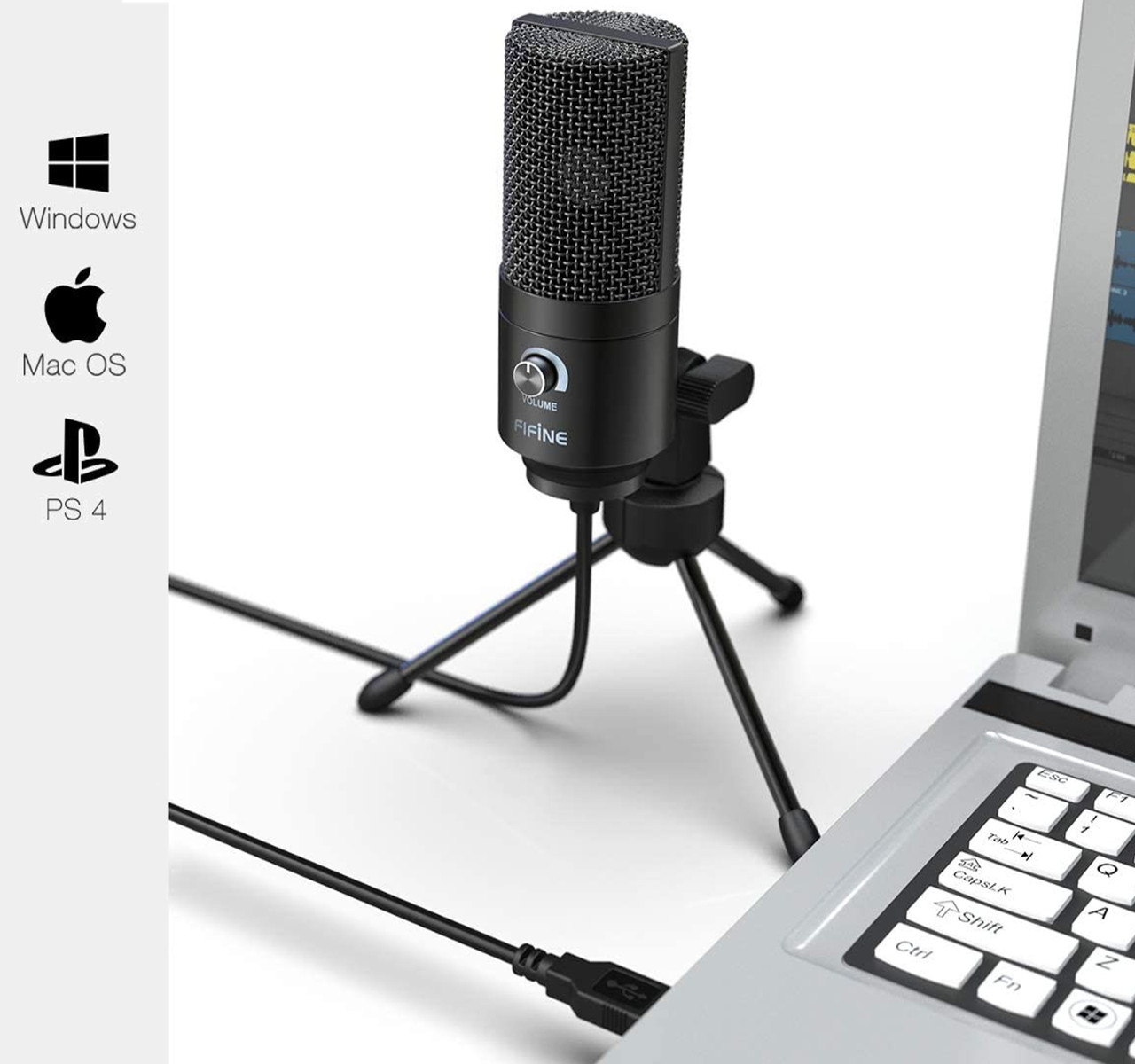 

Микрофон FIFINE K669B черный, конденсаторный USB