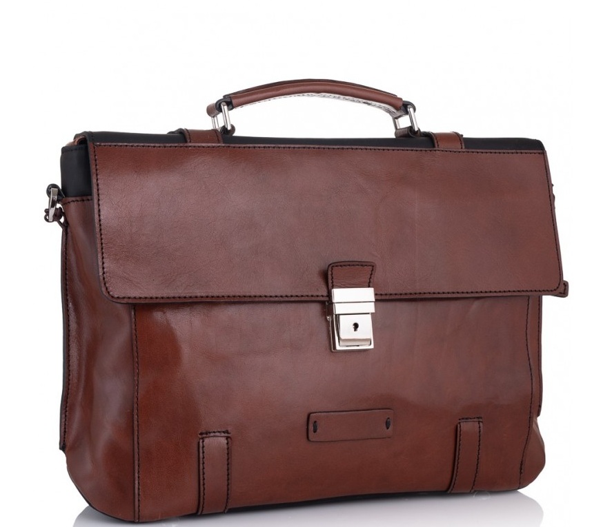 

Коричневый кожаный портфель Tiding Bag t0041