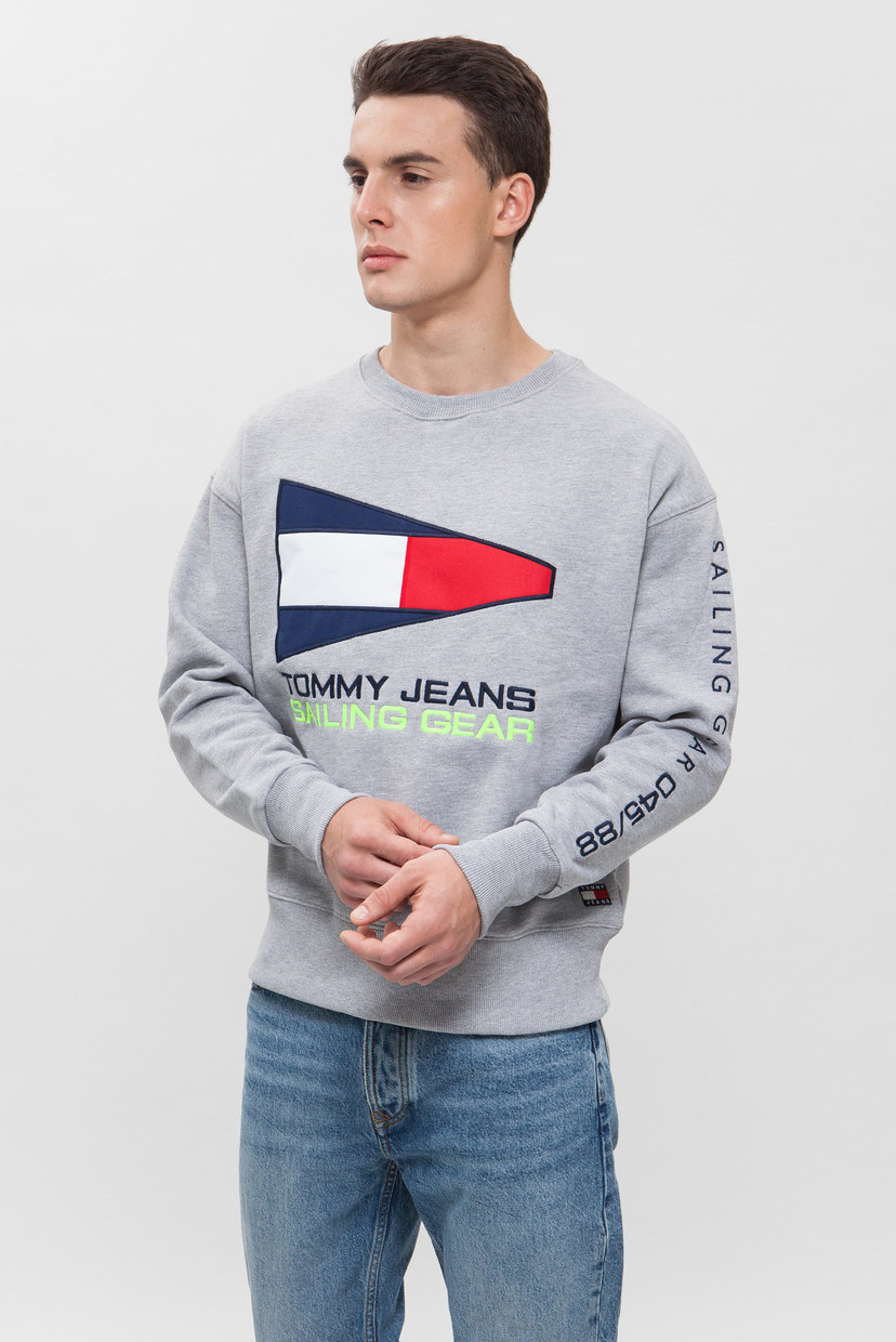 

Мужской серый свитшот с вышивкой Tommy Hilfiger XL DM0DM05239