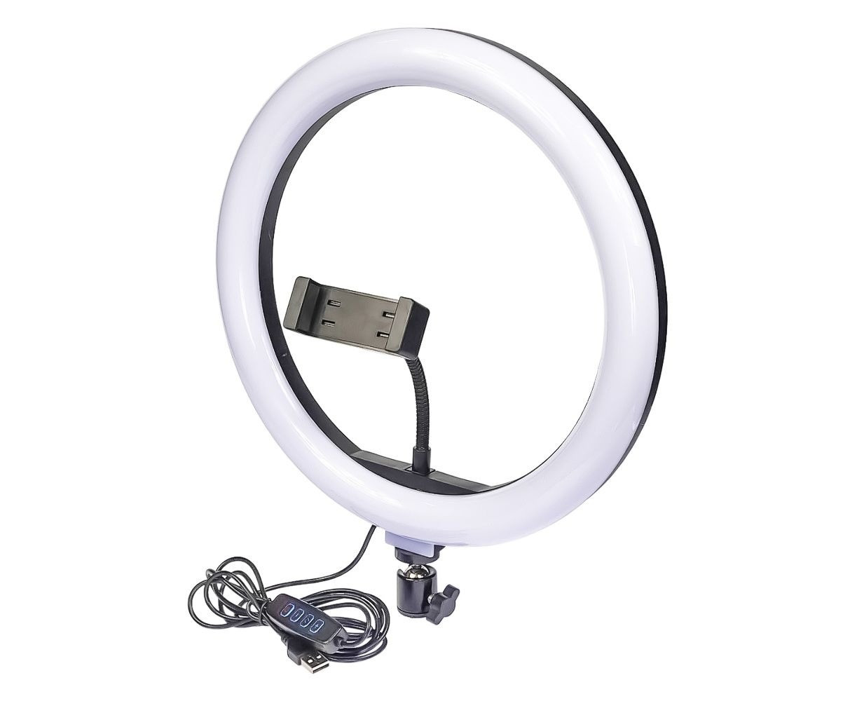 Кольцевая LED лампа с держателем для телефона Черный 12" 30 см (FG22 ...
