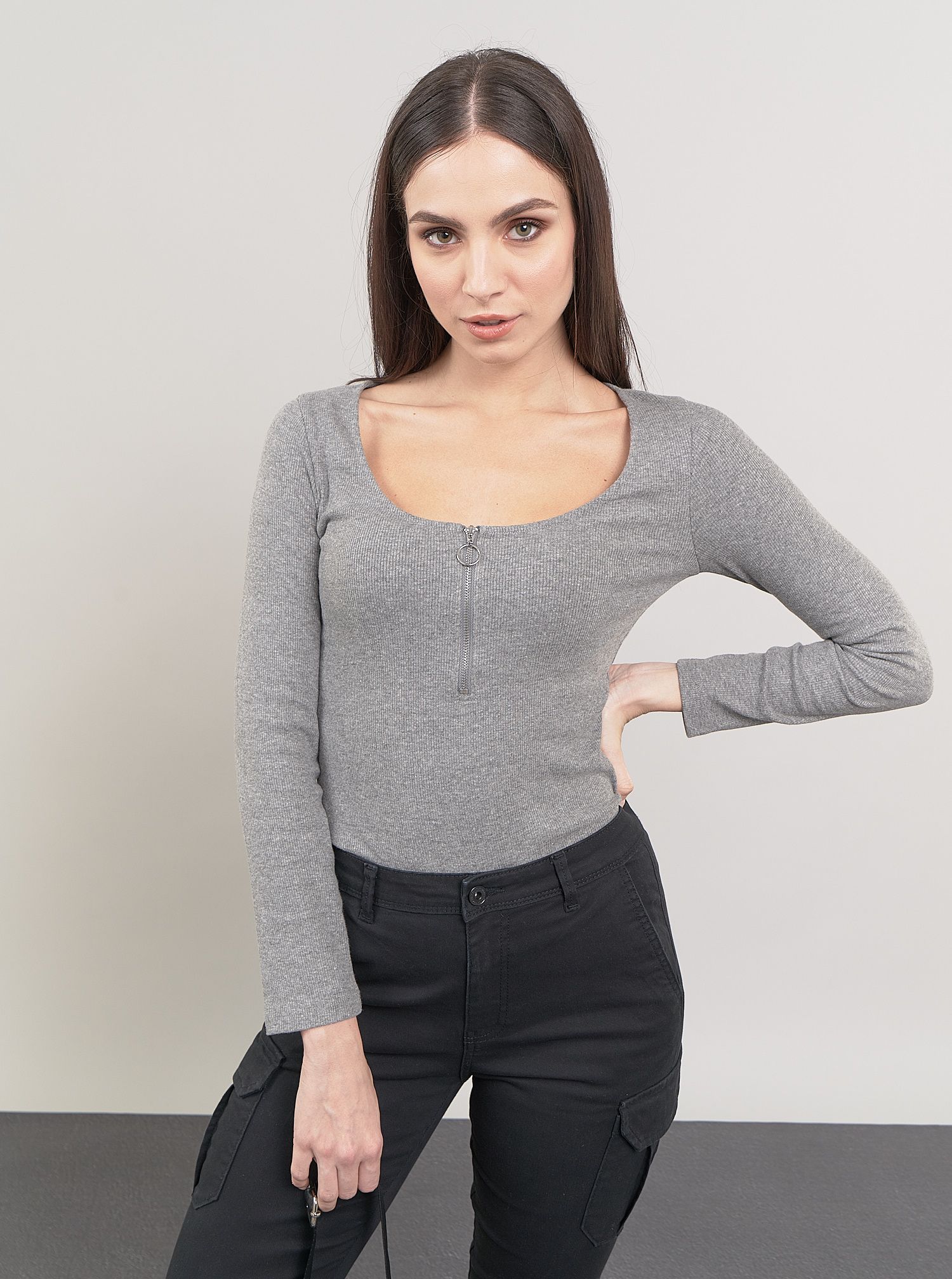 

Лонгслив Piazza Italia 28008-58055 S Grey med