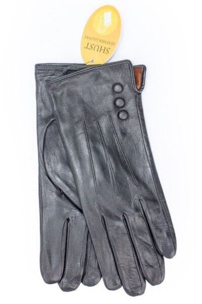 

Черные женские перчатки из кожи ягненка Shust Gloves L