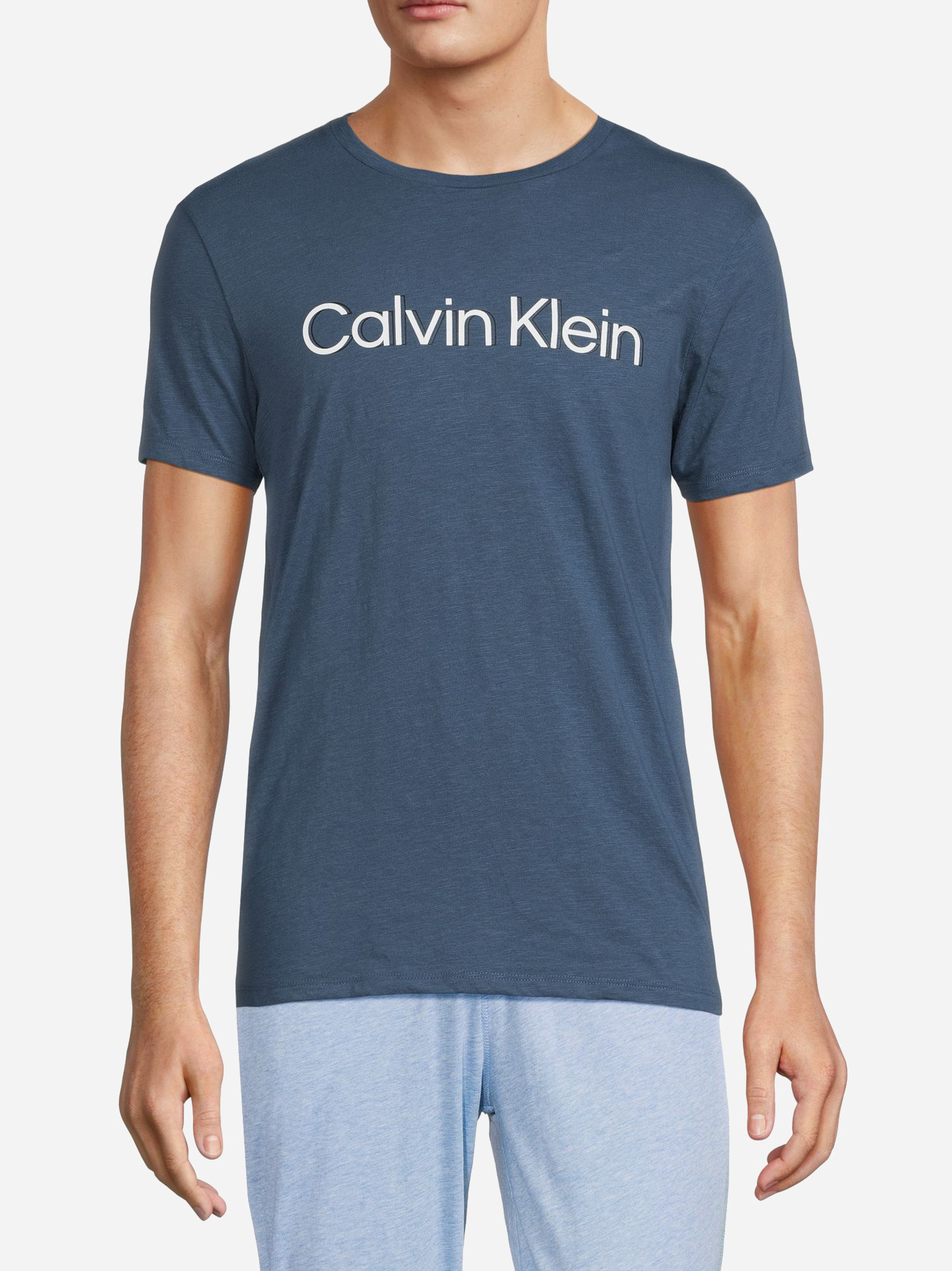 Акція на Піжамна футболка чоловіча бавовняна Calvin Klein 224879240 M Синя від Rozetka