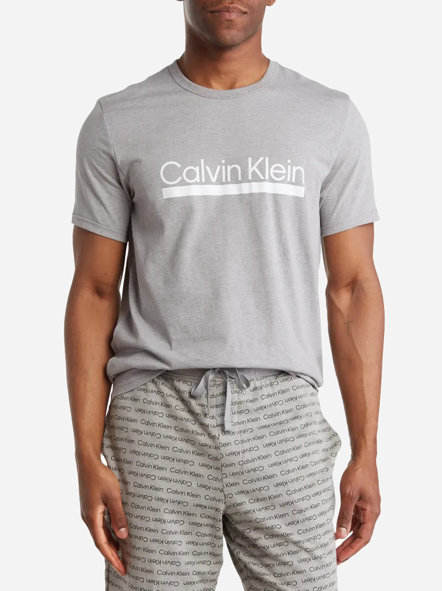 Акція на Піжамна футболка чоловіча бавовняна Calvin Klein 897271223 L Сіра від Rozetka