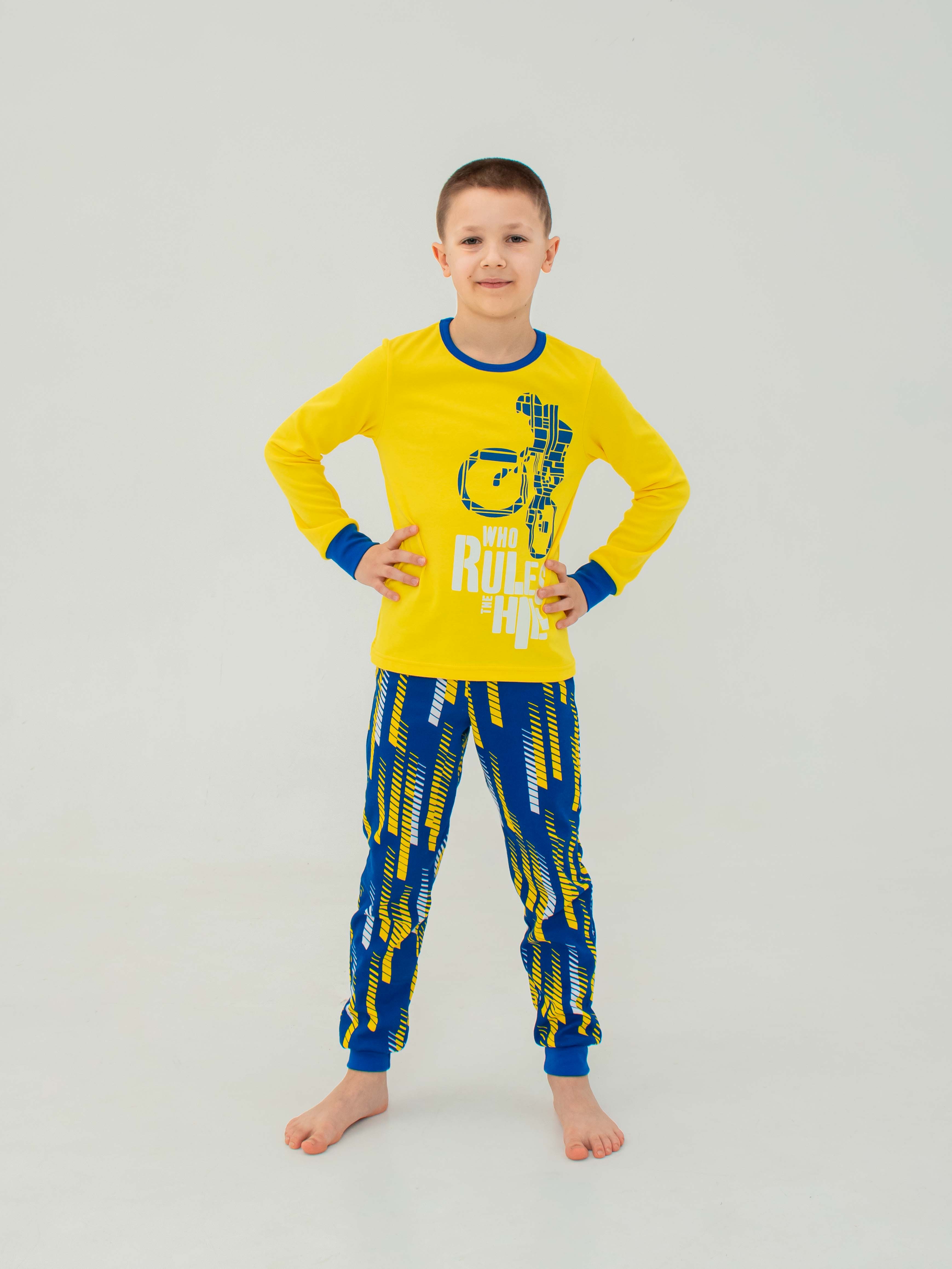 Акція на Піжама дитяча (футболка з довгим рукавом + штани) Smil 104689 128 см Жовта від Rozetka