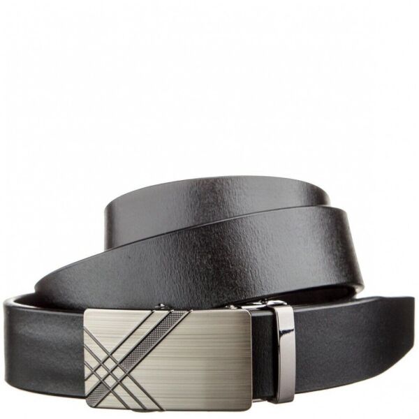 

Мужской кожаный чёрный ремень автомат Vintage 20208