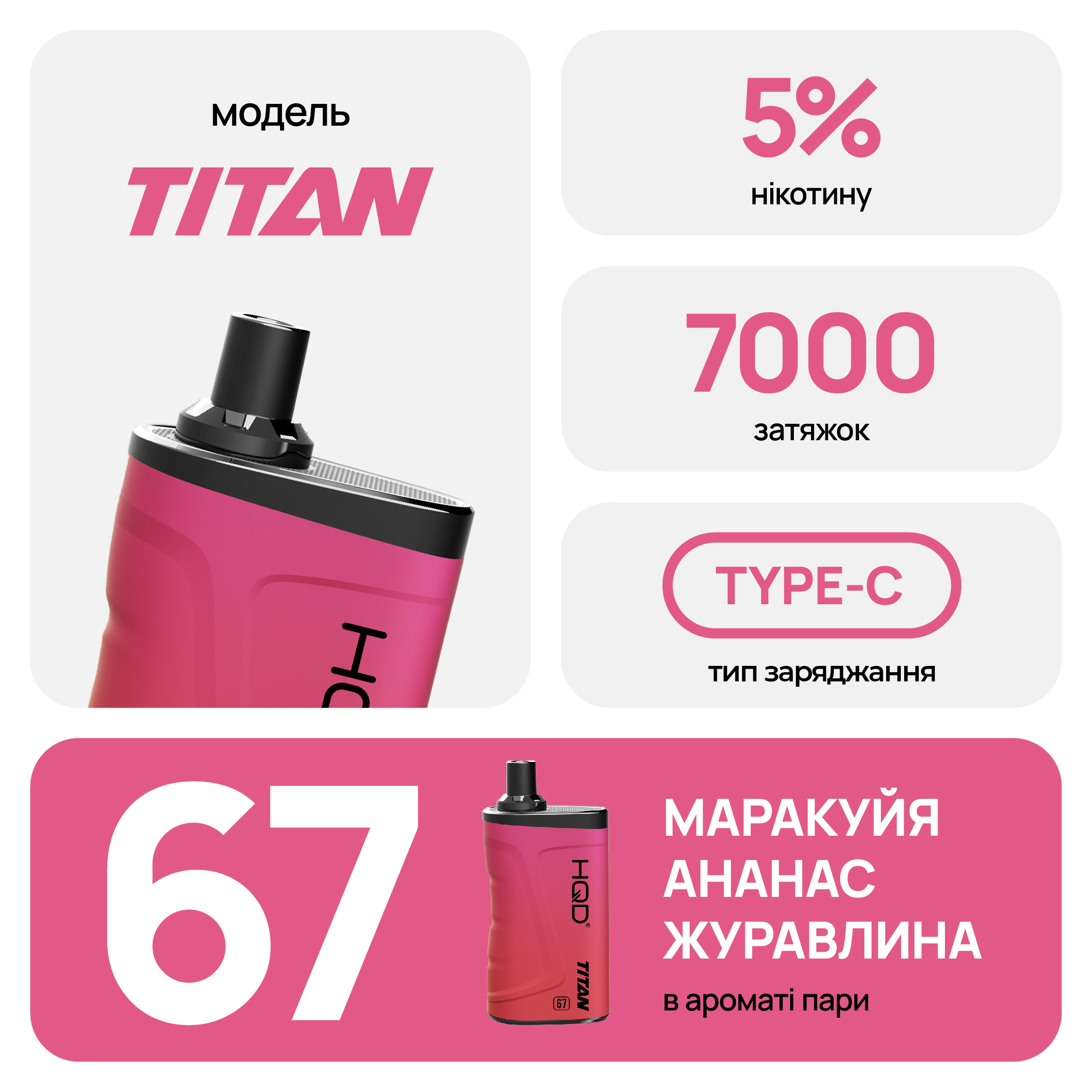 Отзывы о Одноразовая электронная сигарета HQD Titan 7000 14 мл 5%  Маракуйя-Ананас-Клюква (6937105408674_n) | ROZETKA