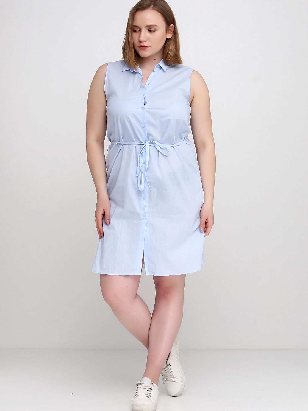 Акція на Сукня-сорочка міні літня жіноча H&M 0508564-005 32 Блакитна (СА2000001980842) від Rozetka