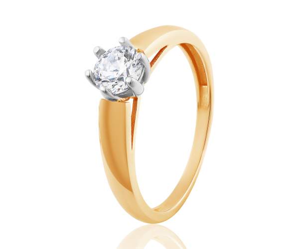 

Кольцо из комбинированного золота с камнем SWAROVSKI Zirconia "Санта", КД4262SW, 17 размер