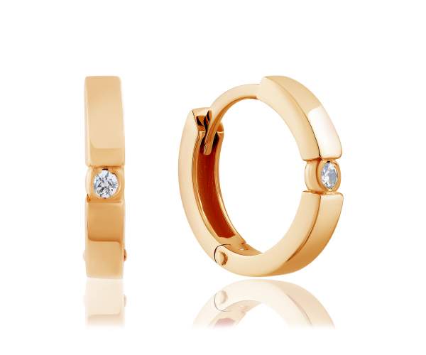 

Серьги-кольца золотые с камнями SWAROVSKI Zirconia "Сфера", С4263SW