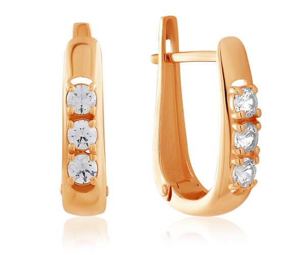 

Серьги золотые с камнями SWAROVSKI Zirconia "Трио", С4250SW