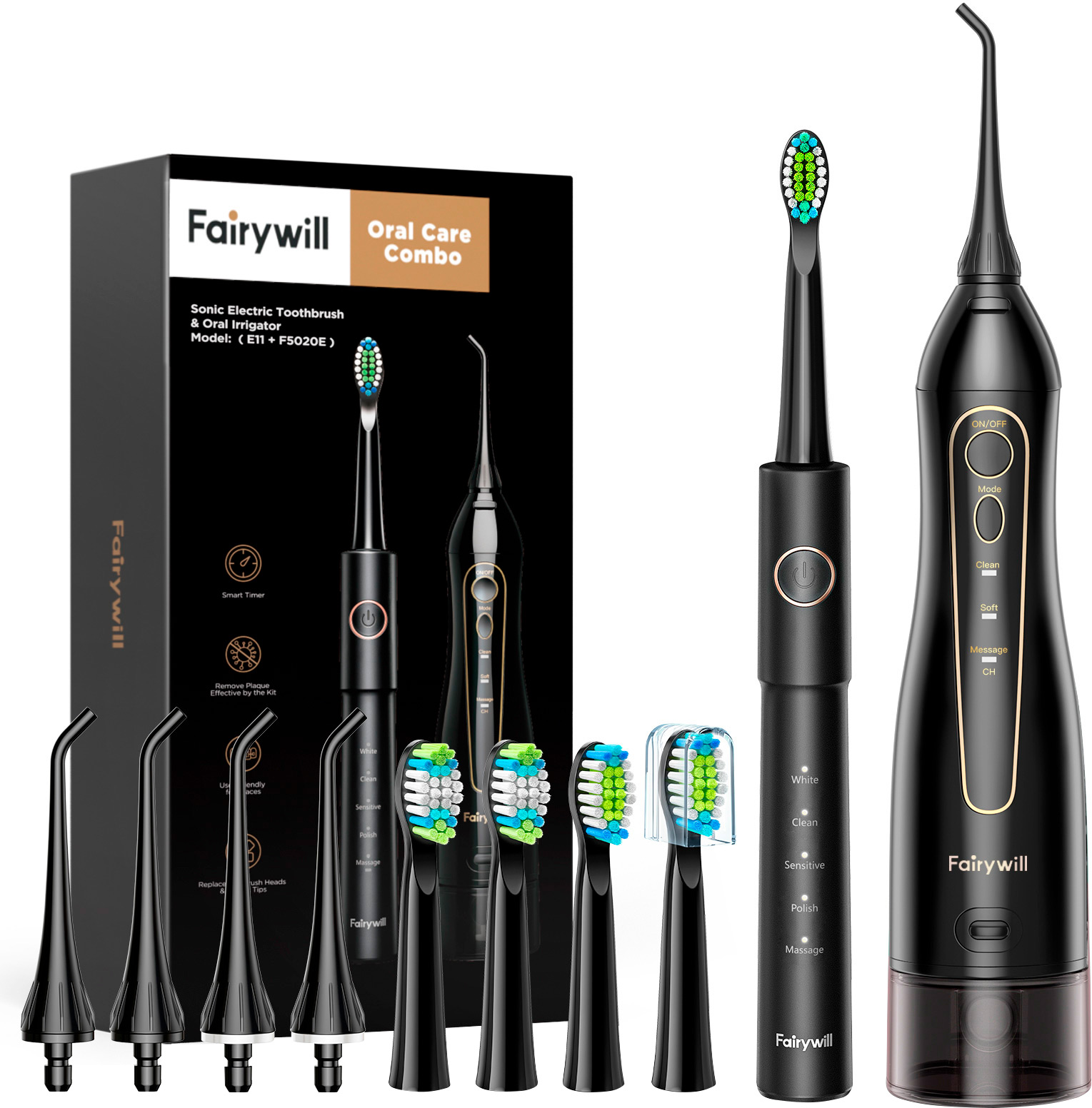 Набір електрична зубна щітка Fairywill E11 + іригатор Fairywill F5020E