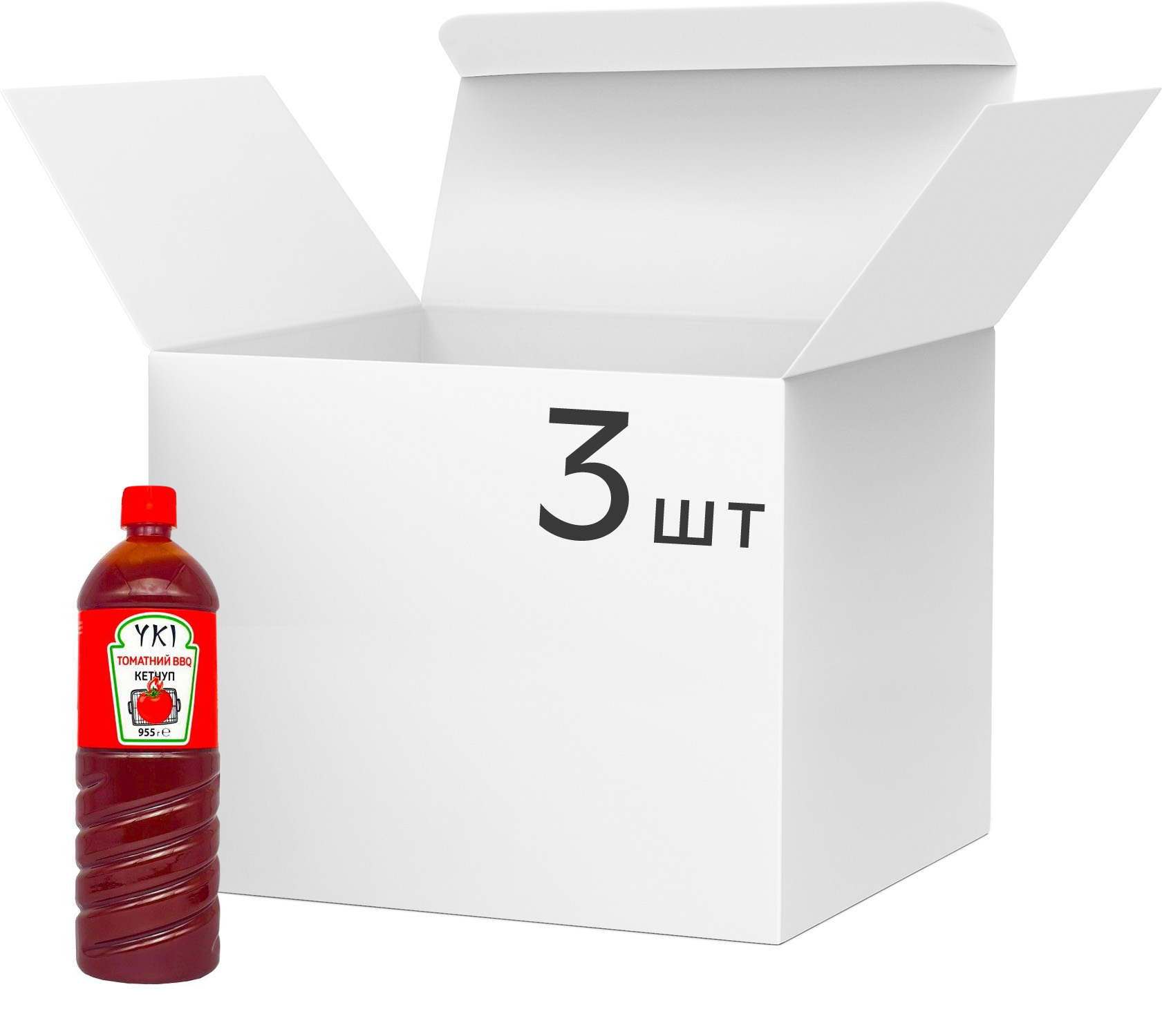 Упаковка кетчупа YKI Томатный BBQ 955 г x 3 шт (4820210551750_1 ...