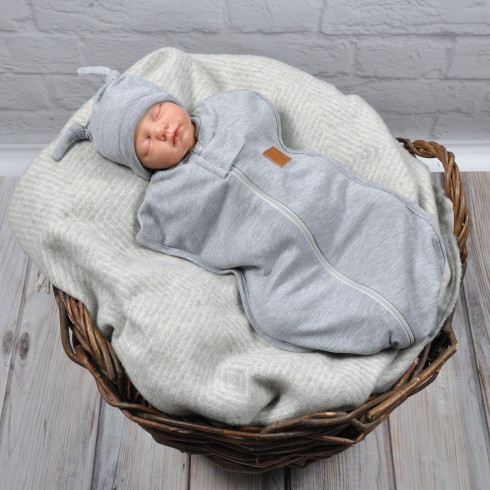 

Евро-пеленка на молнии Magbaby c шапочкой серый меланж 3-6 мес