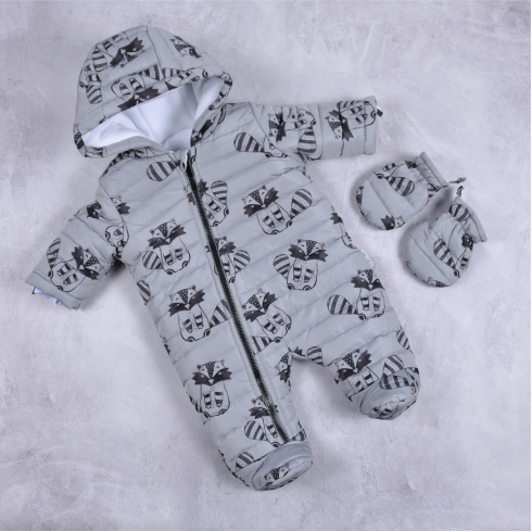 

Стеганый зимний комбинезон Magbaby Aquarelle Еноты 68