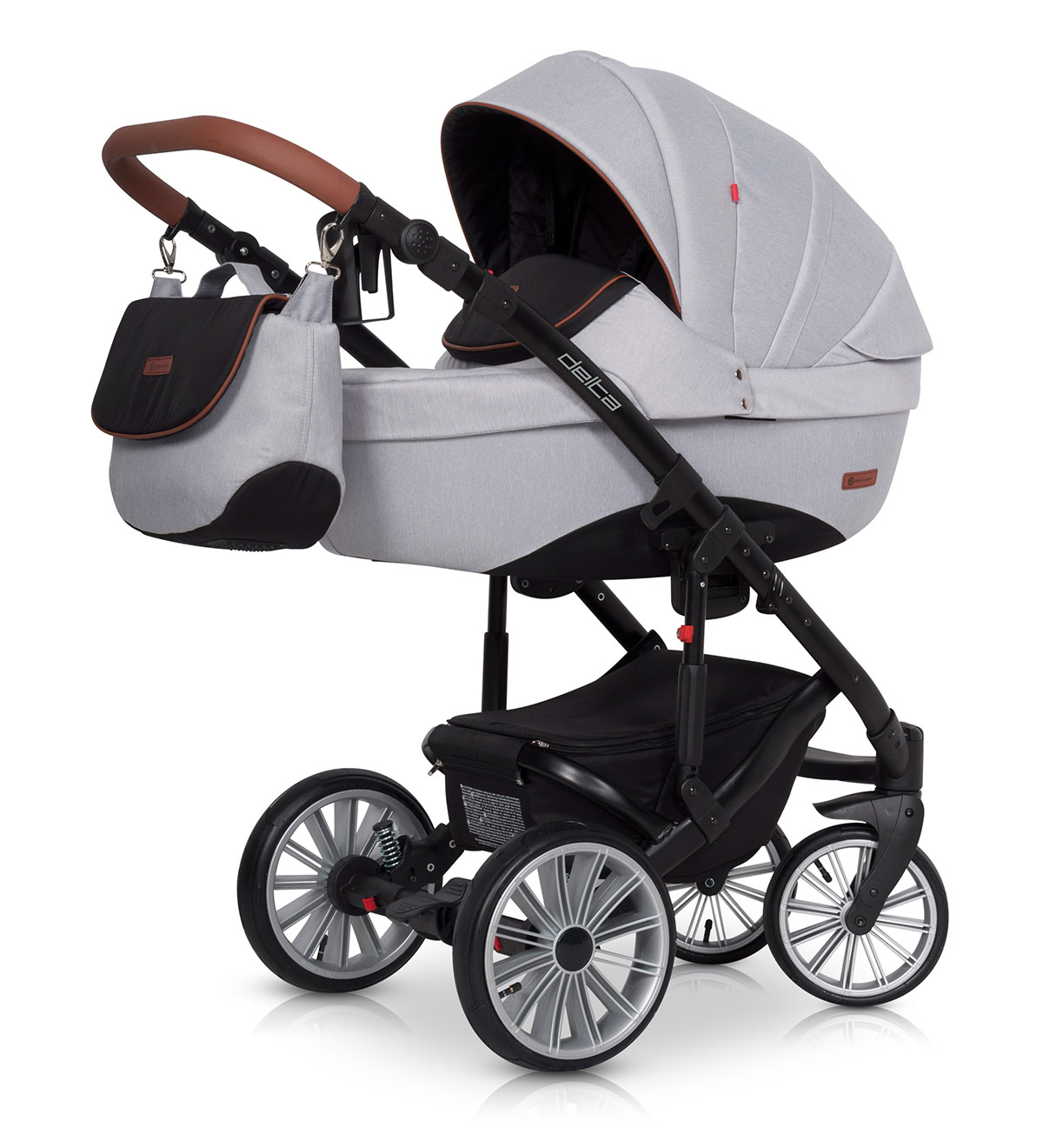 

Коляска универсальная 2 в 1 Euro-Cart Delta Grey Fox с чехлом на ножки и сумкой для мамы + съемный защитный бампер
