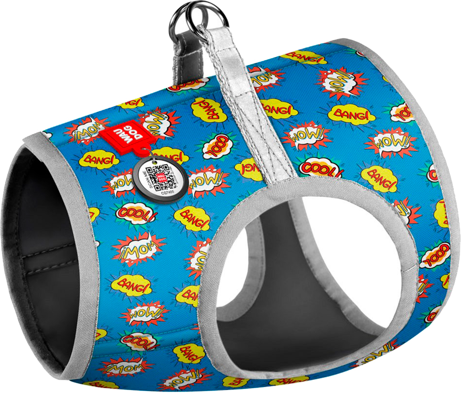 

Шлея для собак мягкая Collar WAUDOG Clothes c QR паспортом, рисунок "ВАУ", S2, В 46-50 см, С 43-45 см (2905)