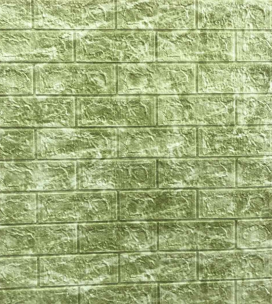 

Самоклеящаяся 3D панель обои Sticker Комплект 5шт. Wall 700x770x7мм. Шумоизоляционные Гипоалергенные Сертифицированные Светло-зелёный кирпич