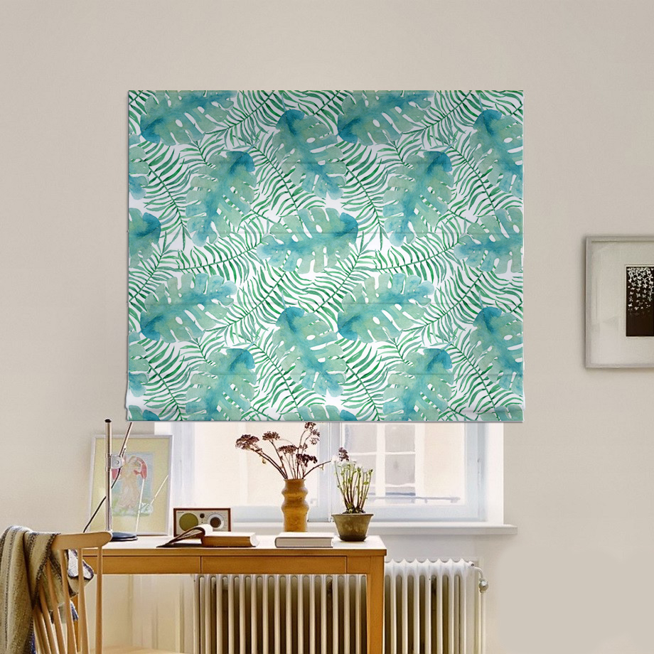 

Римская штора система Classic InHt Фотопечать Тропические листья 15-103 Джуси Велюр 80х170 см