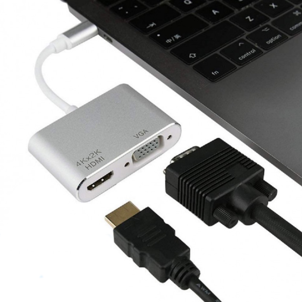 USB хаб на HDMI и VGA переходник для Type-C адаптер для USB-C на телевизор  и проектор кабель для ТV 4K PAVLYSH PH-08 – отзывы покупателей | ROZETKA