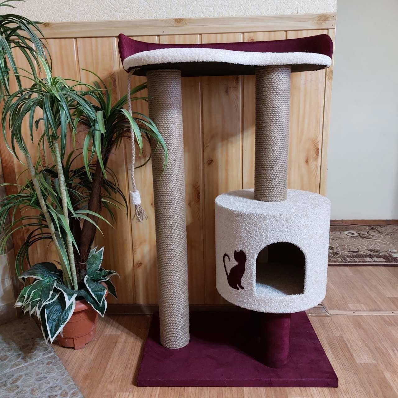 Кошачья когтеточка лазалка в домик с лежанкой для кошек кото 90х60х40см ...
