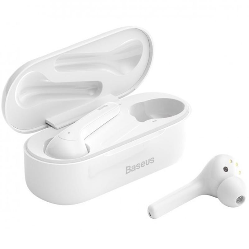 

Bluetooth наушники с кейсом и датчиком движения Baseus Encok W07 TWS, IP55, Bluetooth 5.0, до 10м, White