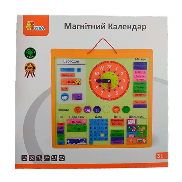 

Магнитный календарь Viga Toys с часами, на украинском языке (50377U)