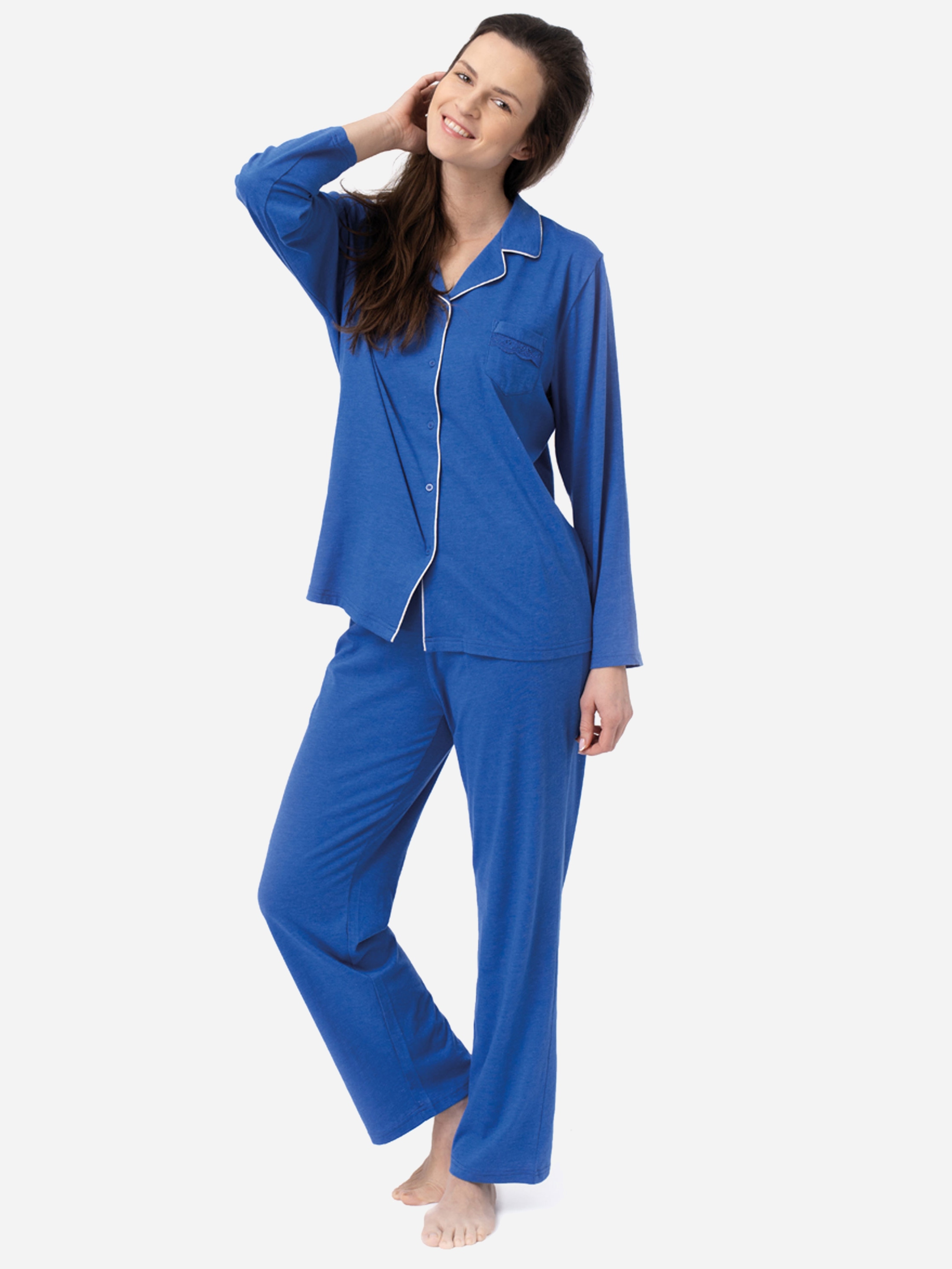 Акція на Піжама (сорочка + штани) жіноча Key LNS 266 B23 S Синя від Rozetka