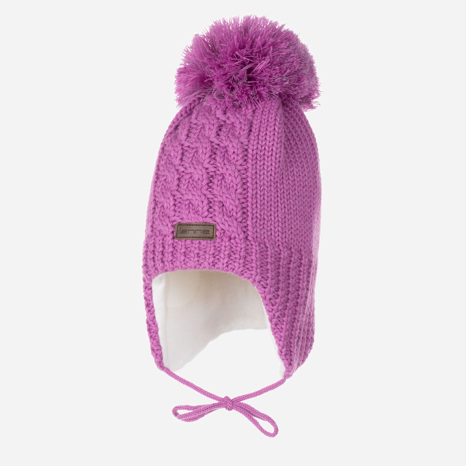 Акція на Дитяча зимова шапка в'язана на зав'язках з помпоном для дівчинки Lenne Bade 23379-360 50 см від Rozetka