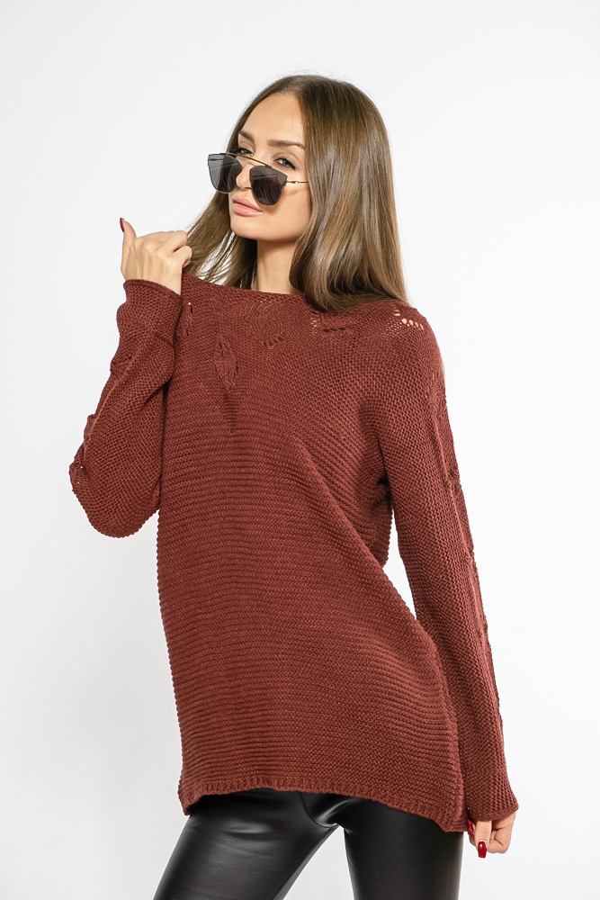 

Удлиненный женский свитер Time of Style 85F069 S-M Шоколад