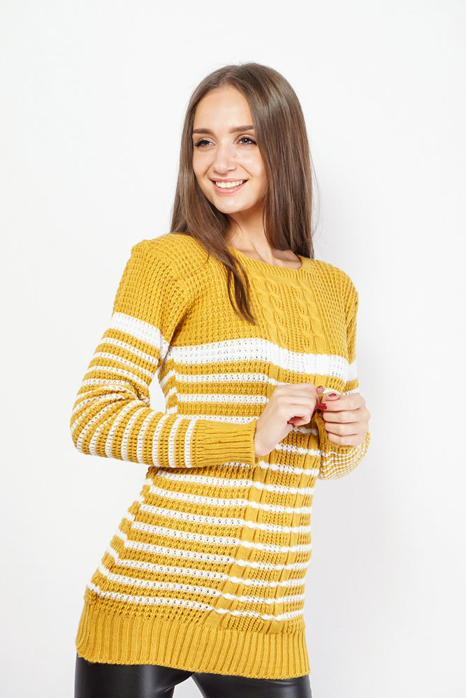 

Свитер в полоску Time of Style 85F032 S/M Горчично-молочный
