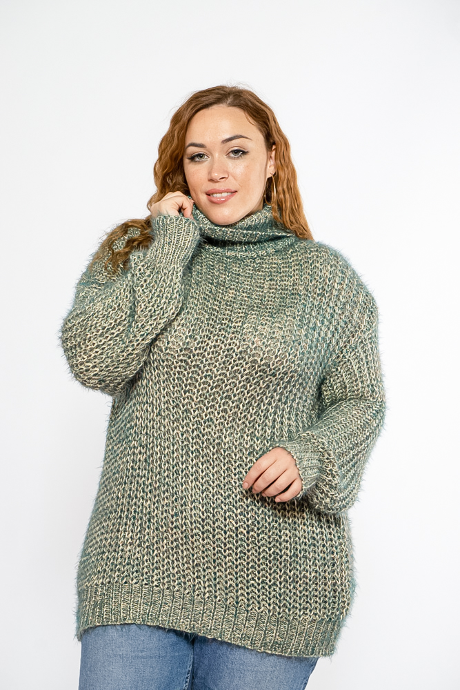 

Свитер женский oversize Time of Style 120PRZGR001 L-XL Зелено-молочный