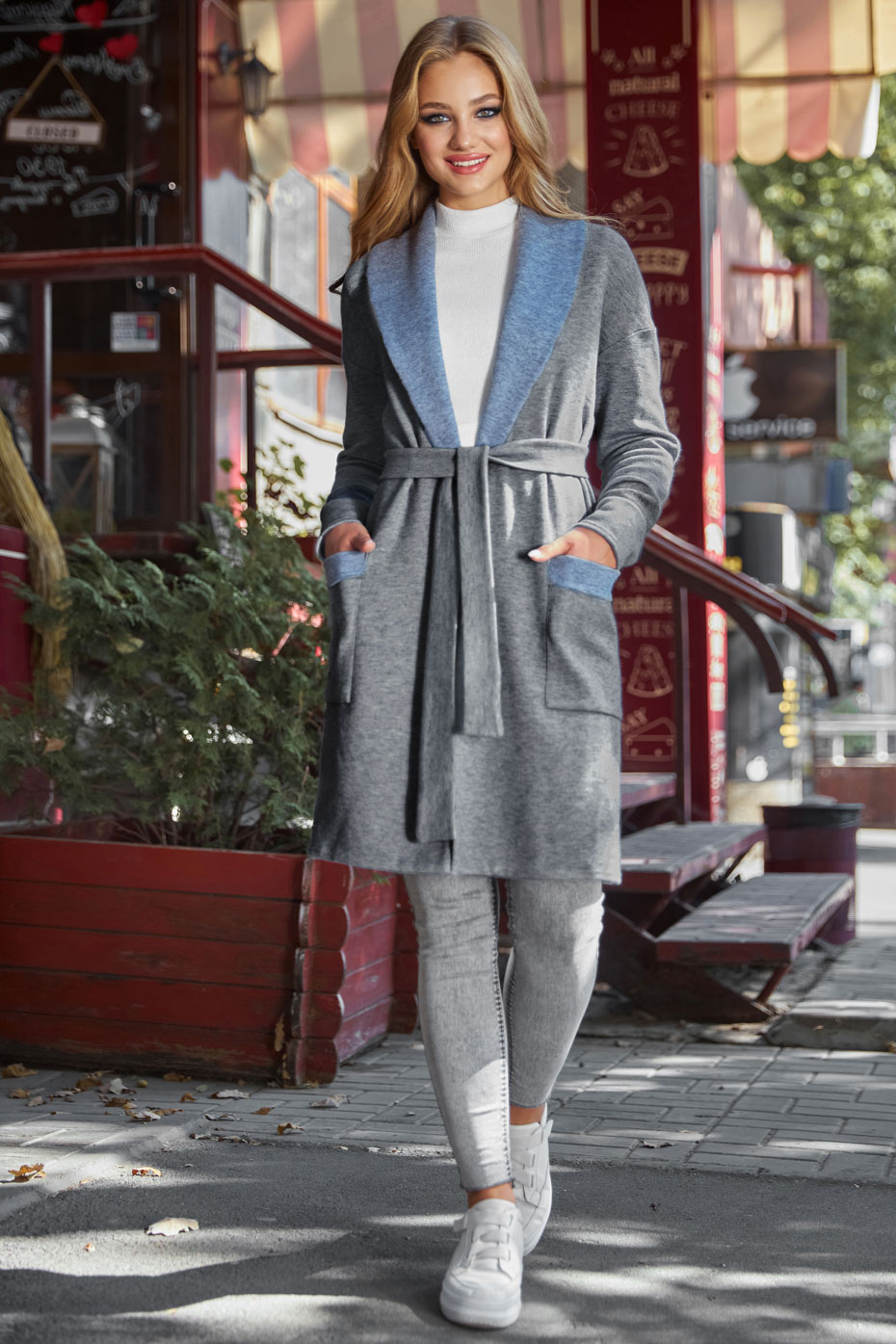 

Кардиган 1048.4324 Seventeen - серый с голубым, Кардиган 1048.4324 Seventeen S-M серый с голубым