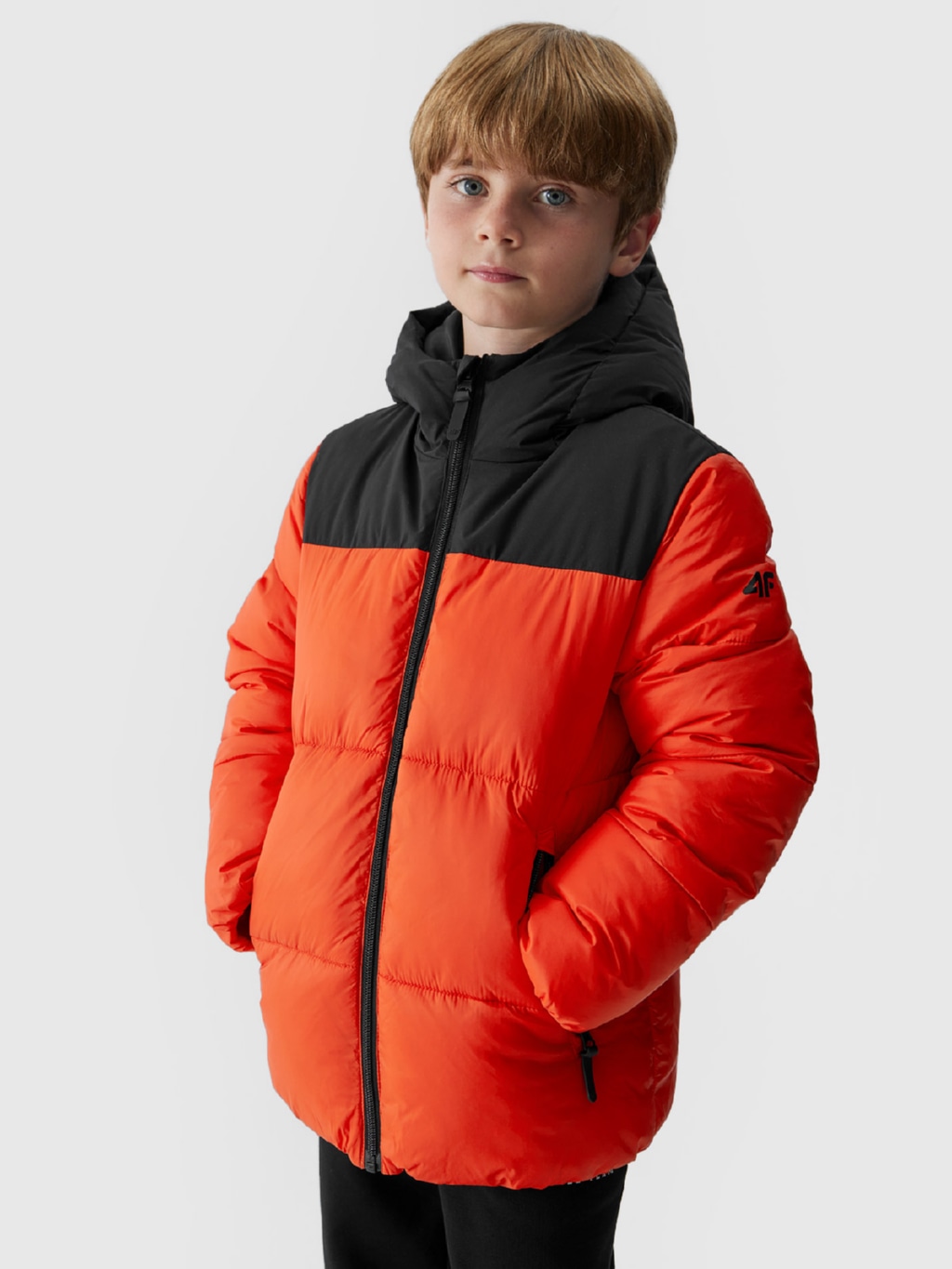 Акция на Підліткова зимова стьобана куртка для хлопчика 4F 4FJAW23TDJAM274-62S 140 см Помаранчева от Rozetka