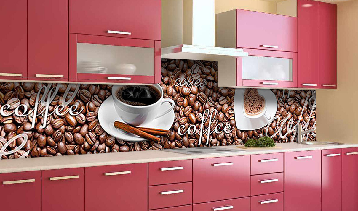 

Наклейка виниловая кухонный фартук Zatarga "Зерна Кофе романтик" 650х2500 мм