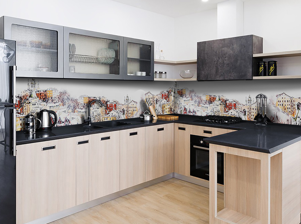 

Наклейка виниловая кухонный фартук Zatarga "Заснеженный город" 650х2500 мм