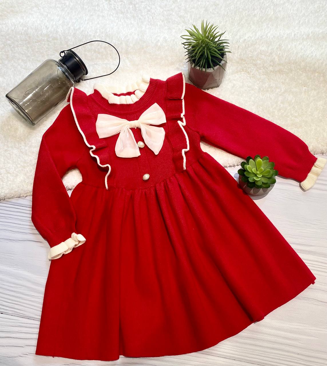 Платье детское с бантом XDY Baby Kids 128 см Красное от продавца ...
