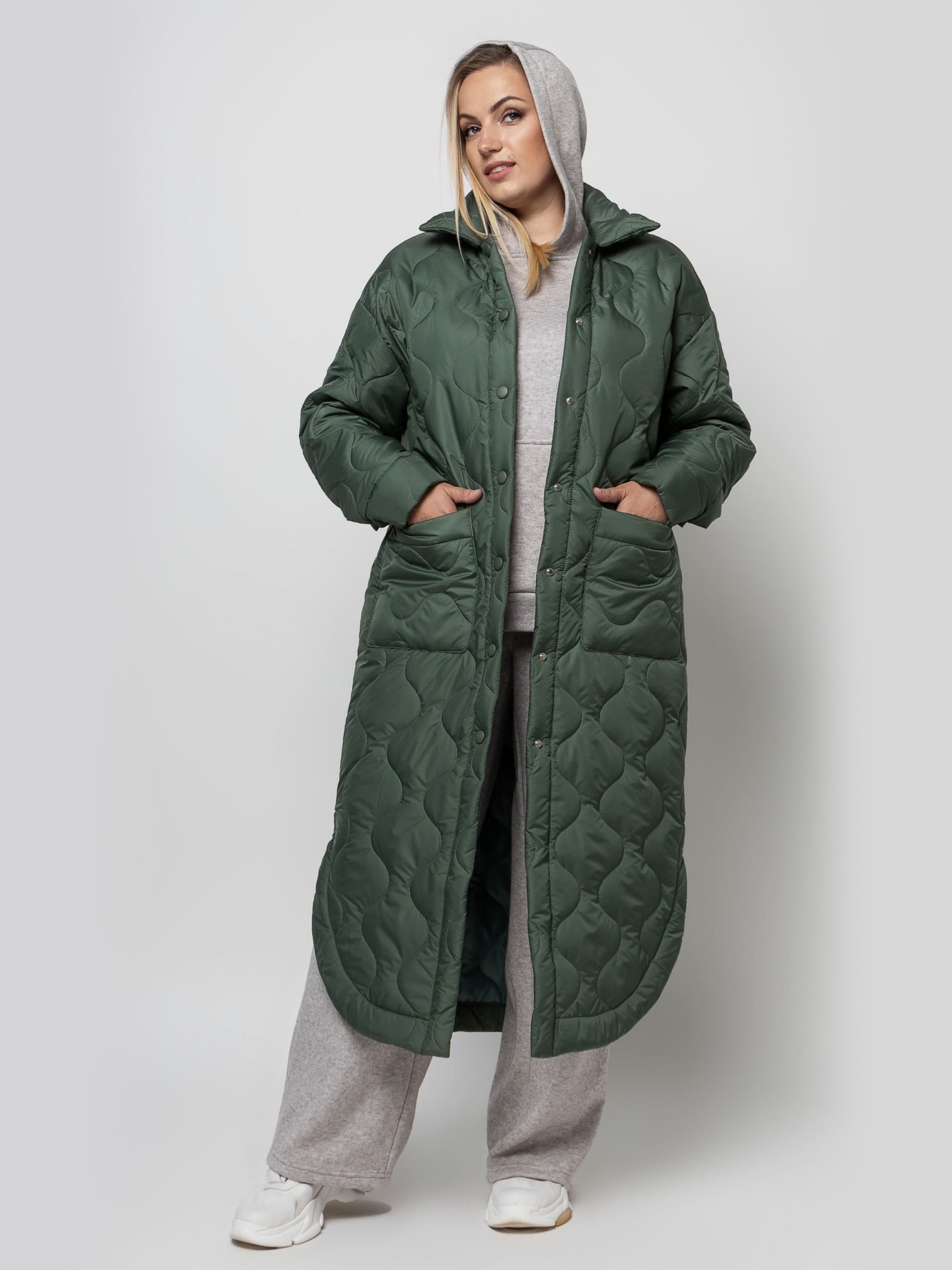 Акція на Куртка демісезонна довга жіноча VLAVI Кері 138901 50 Зелена від Rozetka