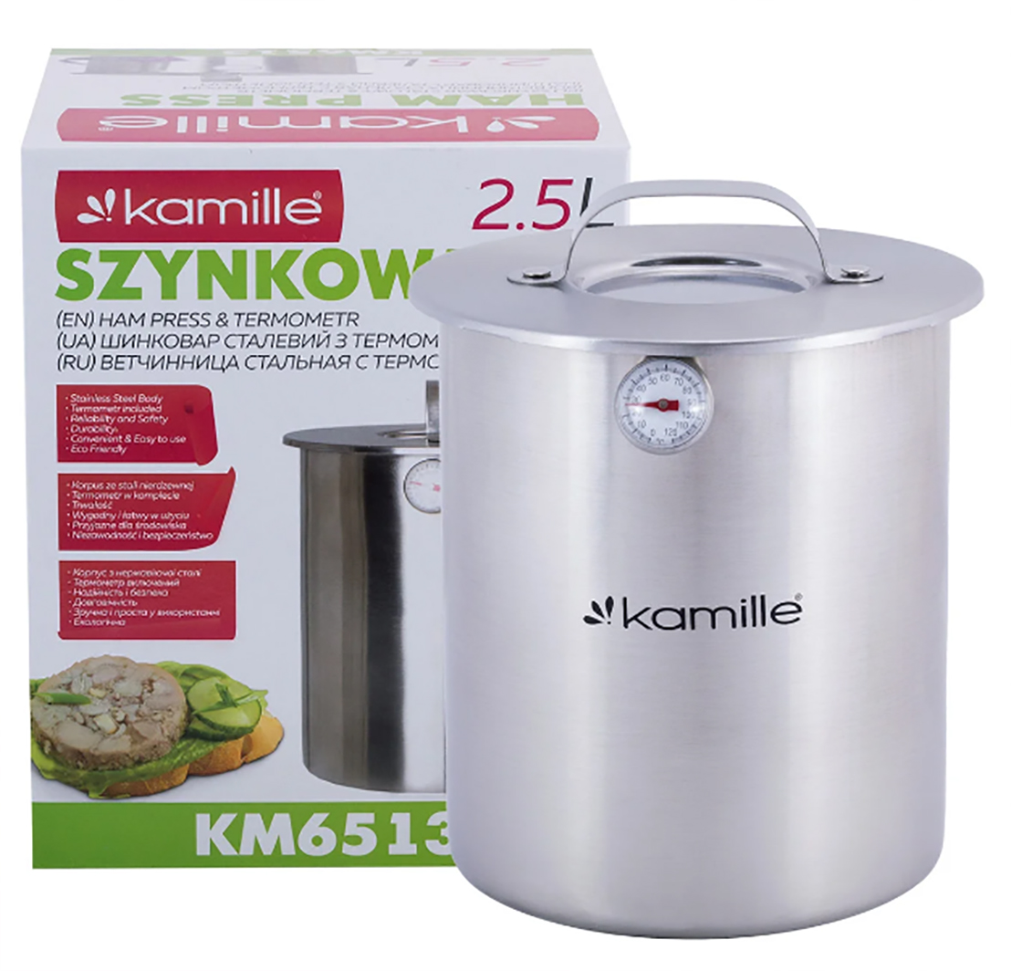 

Ветчинница из нержавеющей стали с термометром 2,5 л Kamille KM-6513
