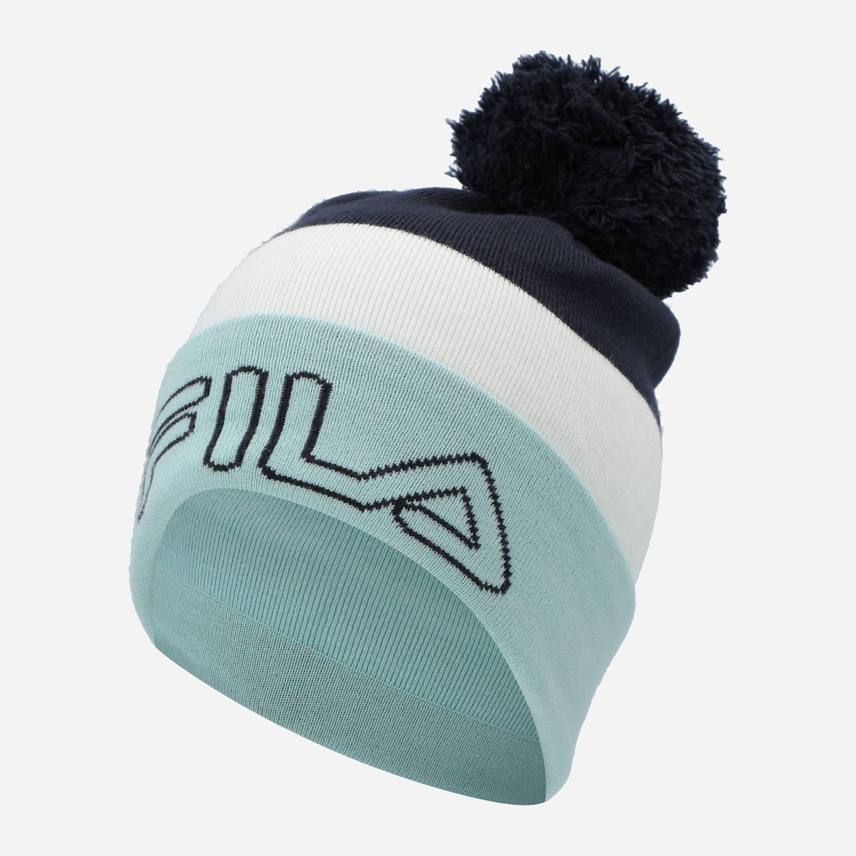 Акція на Дитяча зимова шапка-біні в'язана для дівчинки Fila Kids' Hat 123411-WQ 54 см Білий/Блакитний від Rozetka