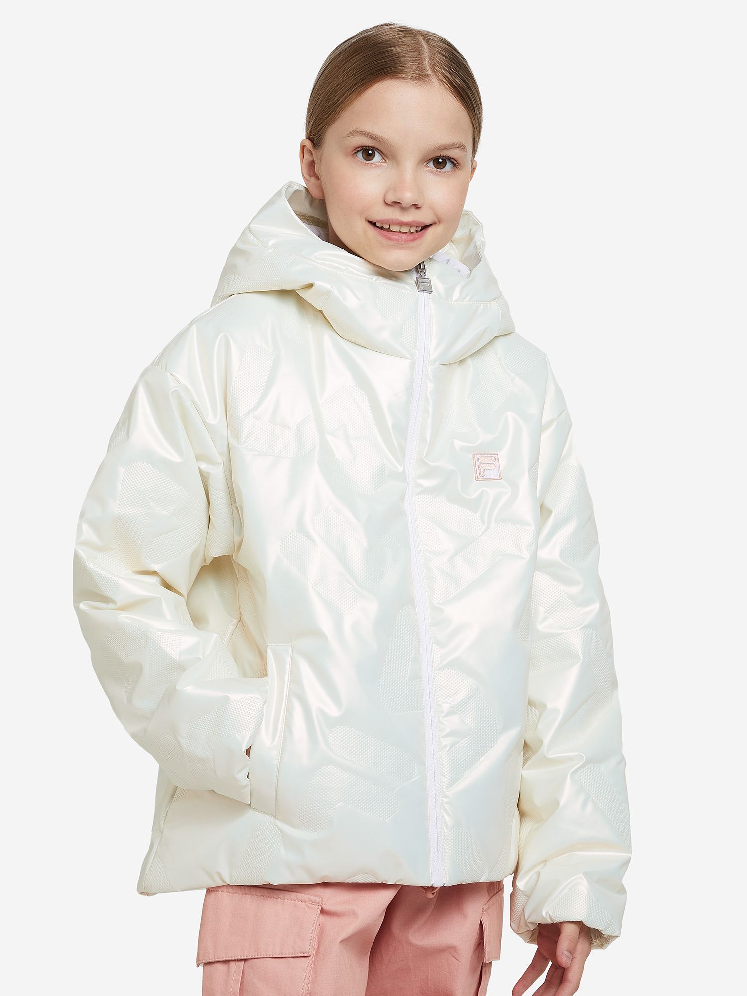 Акция на Підліткова демісезонна куртка для дівчинки Fila Girls' Jacket 123791-01 158-164 см Кремова от Rozetka