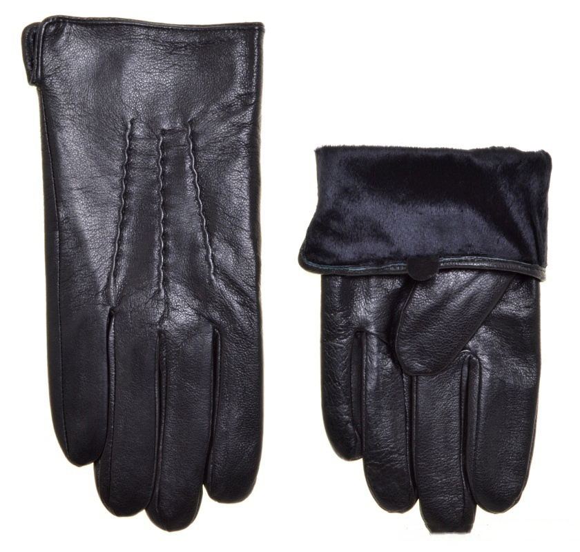 

Перчатки мужские натуральная кожа, подкладка плюш, цвет черный, размер 11, pov28793