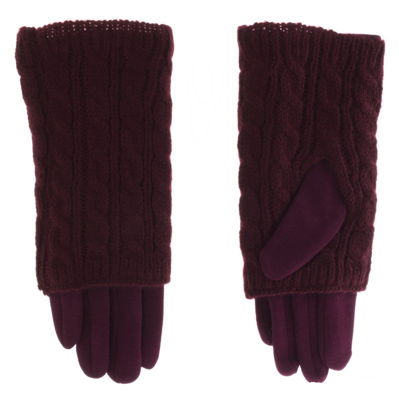 

Митенки женские вязка/хлопок и хлопок, подкладка плюш, цвет бордовый, размер 6, pov23137