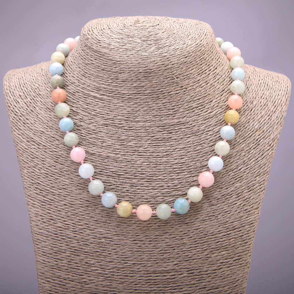 

Бусы из натурального камня Морганит гладкий шарик, диаметр 10(+-)мм, длина 45см, ida38316